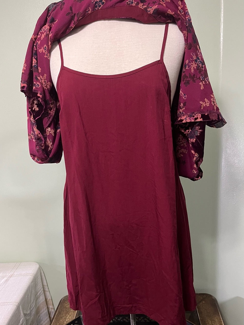 Natural Life Women’s Velvet Burnout Floral Tunic Top Womens Burgundy Boho Sz M - Picture 6 of 13